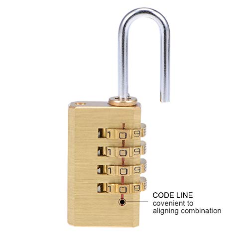 Image of uxcell 4 Digit Combination Padlock Brass Lock 3mm Shackle Dia 21mm Body Width Weatherproof Fence Gate Gym Locker Lock for Travel Outdoor