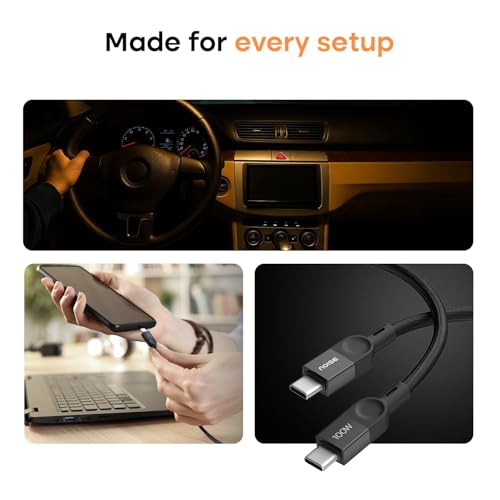 Image of Noise GaN Charger 65W + 1.7M Type-C to Type-C 100W Braided Cable: 3 Ports (2 USB-C Type, 1 USB-A), Super Fast Charging Adapter with PD, Supports All iPhones, Android (Black)