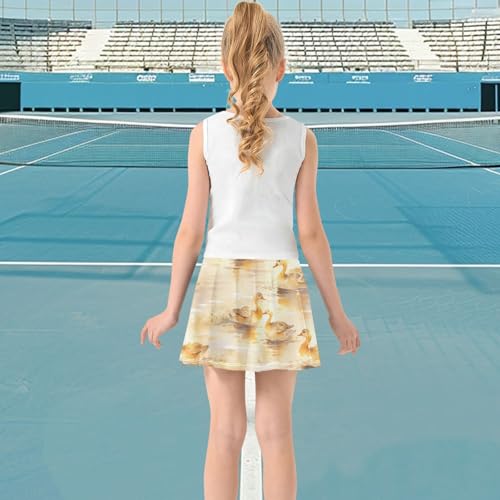 visesunny Girl's Golf Skirt Athletic Golden Sunset Duck Tennis Skort Sport Activewear with Double Layer Pockets3