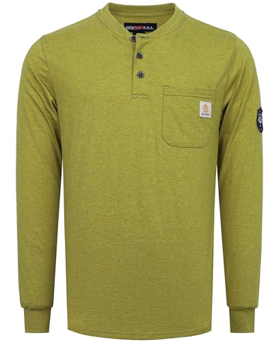 Image of BOCOMAL FR Shirts Flame Resistant Shirt 5.5oz 100% Cotton Light Weight CAT2 Fire Retardant Henley Shirts