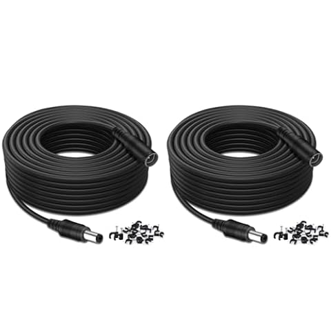 Tonton 2Pack universal 30ft 10 Meter Strom Verlängerungskabel Anschlusskabel DC 5.5 mm x 2.1 mm Anschlusskabel DC/Gleichstrom Volt Netzteil Länge für DC 12V Netzteil oder Ladegerät