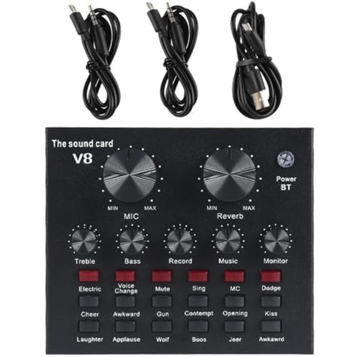 NUOBESTY Carte Son Externe Professionnelle Microphone à Condensateur 800, Table de Mixage DJ Réglable, Modificateur de Voix pour Streaming et Podcast, Équipement Audio pour Diffusion