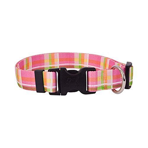 Image of Yellow Dog Design Madras Pink Dog Collar, X-Small-3 /8 Wide and fits Neck Sizes 8 to 12
