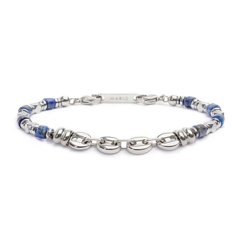 Bracelet unisexe Marlù 30BR0006 en acier maille marine et pierres bleues