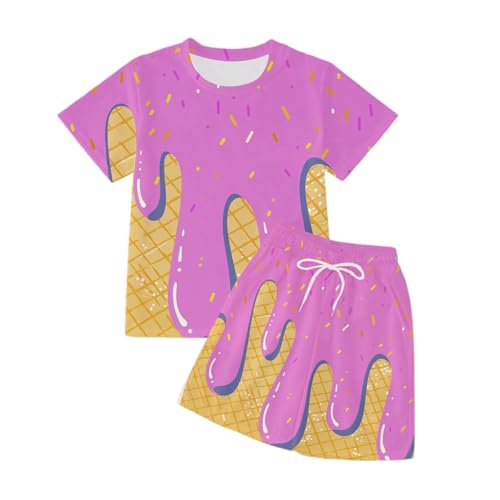 Conjuntos de verano para niñas con pantalones cortos de hielo de 3 a 11 años