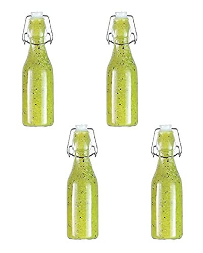 Image of Clip Top Preserve Bottles - 4 Pack of 250ml Clear Glass Bottles with Airtight Stoppers, Swing Top Bottles for Beer Brewing, Wine, Condiments, Beverages, Oil, Vinegar (Pack of 4)