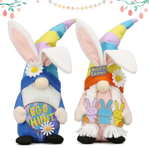 Easter Decorations Easter Bunny Gnomes Decorations for Home Indoor Tiered Tray Office Desk Easter Decor Spring Easter Rabbit Centerpiece Table Decorations Funny Easter Gifts for Women Mom