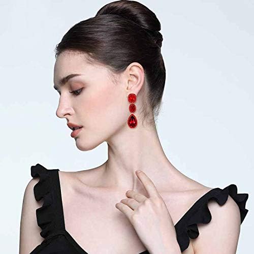 EVER FAITH Women's Austrian Crystal Elegant Bridal Square Oval-cut Teardrop Dangle Pierced Earrings - Image 2