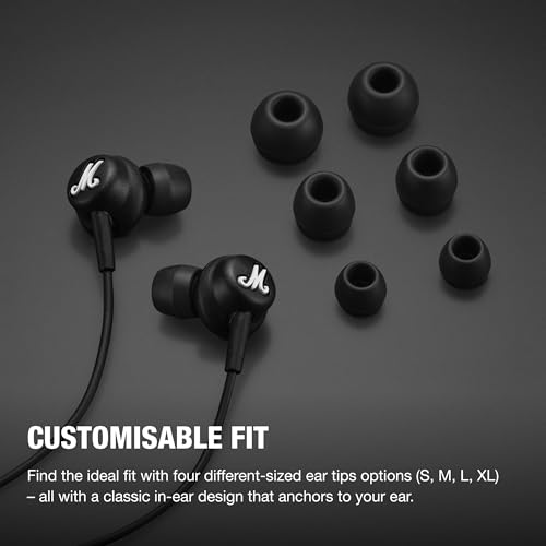 Image of Marshall Mode USB-C Wired Earbuds - Built-in Microphone | Customizable Fit | Tangle-Resistant Cord | Dynamic Drivers - Black