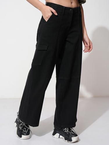 Image of Tokyo Talkies Women's Wide Leg Regular Jeans | Stretchable Mid-Rise Jeans Pant