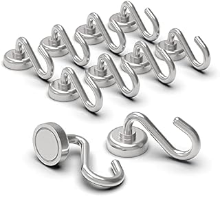 Ant Mag Magnetic Hooks 10 Pack 10KG (22LBS) Strong Magnets Hook with Neodymium Rare Earth for Cruise Ship Accessories Hanging Door Holder Keys Home Office Refrigerators BBQ