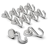 MHDMAG Magnetic Hooks 22 LBS Magnet Hook Neodymium Rare Earth Magnet for Refrigerator, BBQ, Grill,...