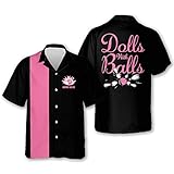 LASFOUR Personalized Queen Pins Pink Bowling Shirts for Women, Custom Quick-Dry Bowling Shirts Short