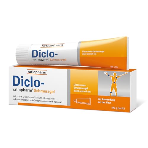 Diclo-ratiopharm® Schmerzgel: schmerzstillendes, entzündungshemmendes Gel bei rheumatischen Erkrankungen, Gelenkschmerzen, Prellungen und Zerrungen. Diclofenac-Natrium. 100 g Schmerzgel