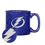 Rico Industries NHL Hockey Tampa Bay Lightning Royal Blue Speckle 12oz Laser Engraved Campfire Mug