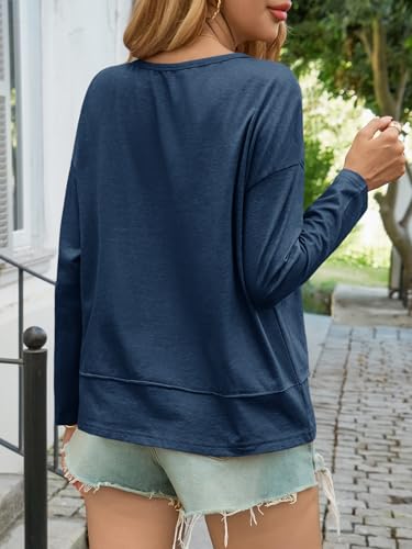 Image of Cicy Bell Womens Long Sleeve V Neck T Shirts Casual Flowy Loose Fit Tops