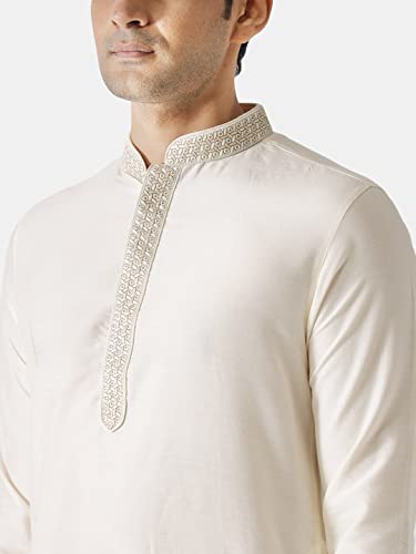 Image of KISAH Men's Navy Blue Printed Cotton Kurta - Regular Fit Long Tunic with Mandarin Collar | Ethnic Wear for Weddings & Festive Occasions