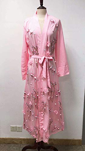 Hzux Elegant Muslim Dresses For Women Long Dress Women Abaya Dress Islamic National Robe Pink #TOP2