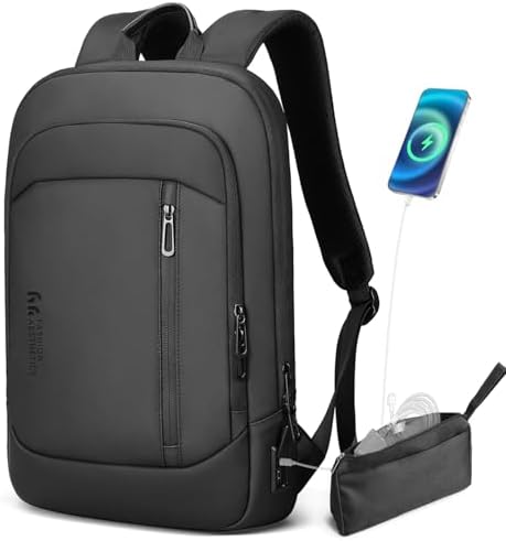 Men's Ultra-Thin Backpack, 15.6 Inch Waterproof Laptop Backpack w...