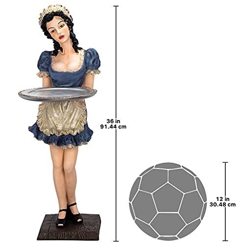 Design Toscano Genevieve, The Buxom French Maid Server Pedestal Sculptural Table, Full Color #TOP2