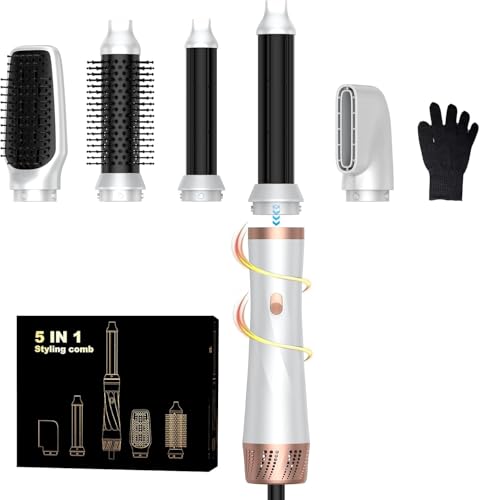 5 in 1 Hair Dryer Brush Set Blow Dryer Brush with Air Style Wrap Hair Styler Negative Ionic Magic Style Set Detachable Air Curler for Volumizer Straightener Drying