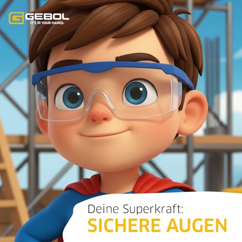 Gebol Safety Kids, Schutzbrille aus leichtem und kratzfestem Material, extra leichte Kinderbrille mit verstellbaren Bügeln, ideal für die Mithilfe beim Heimwerken, Blau
