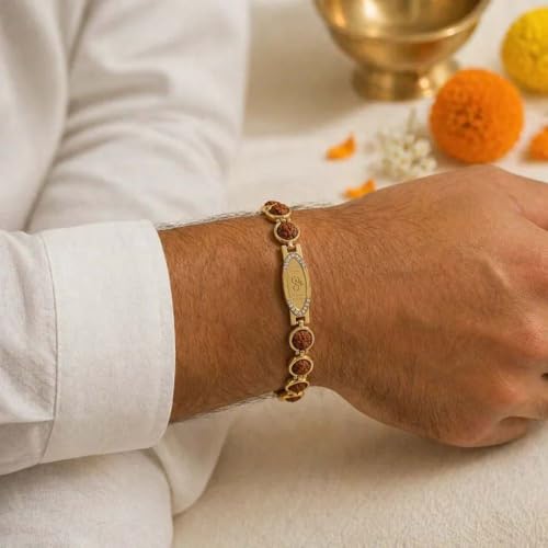 Image of Natural Rudraksha Beaded Bracelet for Men & Women | Spiritual Prosperity & Positive Energy Accessory