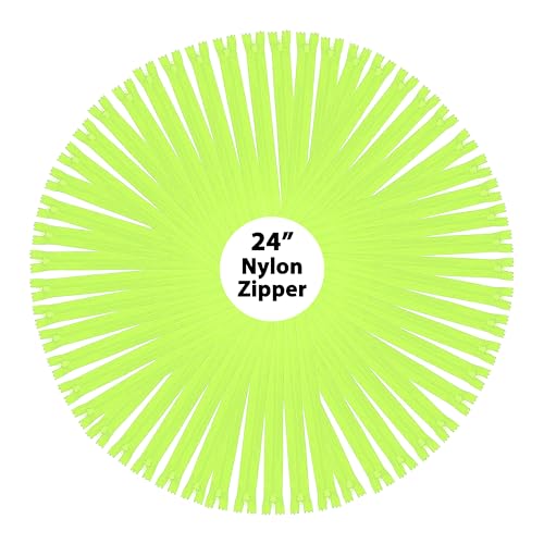 Image of Mandala Crafts 60 PCs Lime Green Closed-End 24 in Nylon Zippers for Sewing