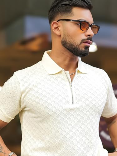 Image of Maniac || Mens || Kite || Textured || Polo Neck || Half Sleeve || Cotton || Slim Fit || Tshirt