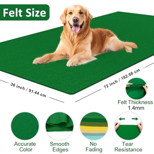 Image of XSEINO Emerald Green Large Felt Fabric 72 inch X 36 inch(2 Square Yards), 1.4 mm Thick Soft Felt Fabric Sheet for Crafts, Green Series Colors Soft Nonwoven Fabric, Fit for Decoration, Sewing, DIY Crafts