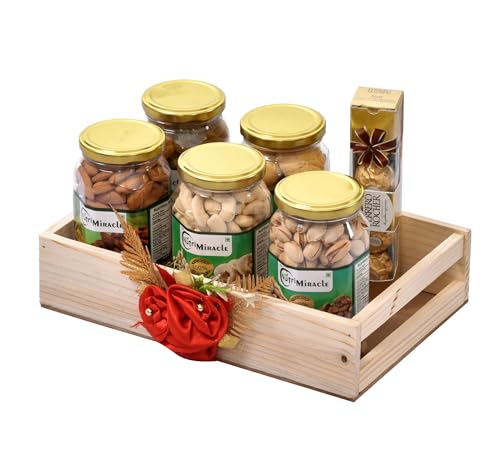 Image of NUTRI MIRACLE New Year Dry Fruits and Chocolate Gift Hamper | Corporate Gift Pack for Clients