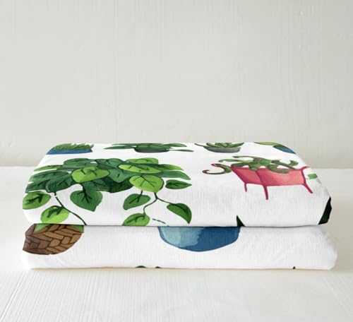 Feelyou Cobertor de lã de ovelha com estampa de cacto, manta de pelúcia suculenta para sofá adulto e