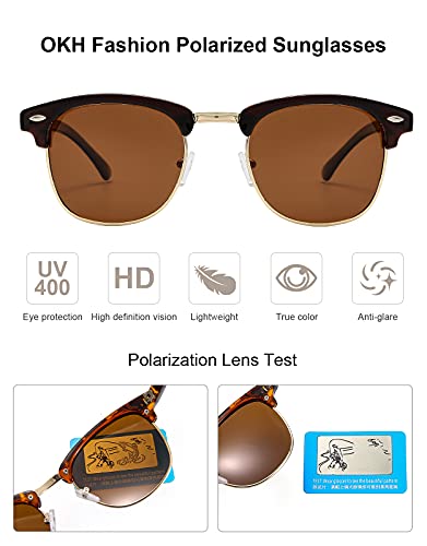 OKH Polarized Sunglasses for Women and Men Semi Rimless Frame 100% UV Protection Retro Driving Sun Glasses4