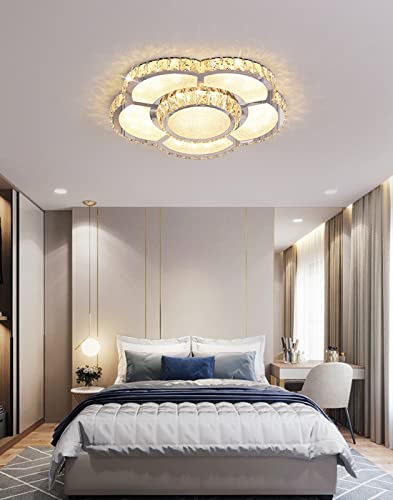 Plafonnier fleurs blanches raffiné avec éclairage LED dimmable