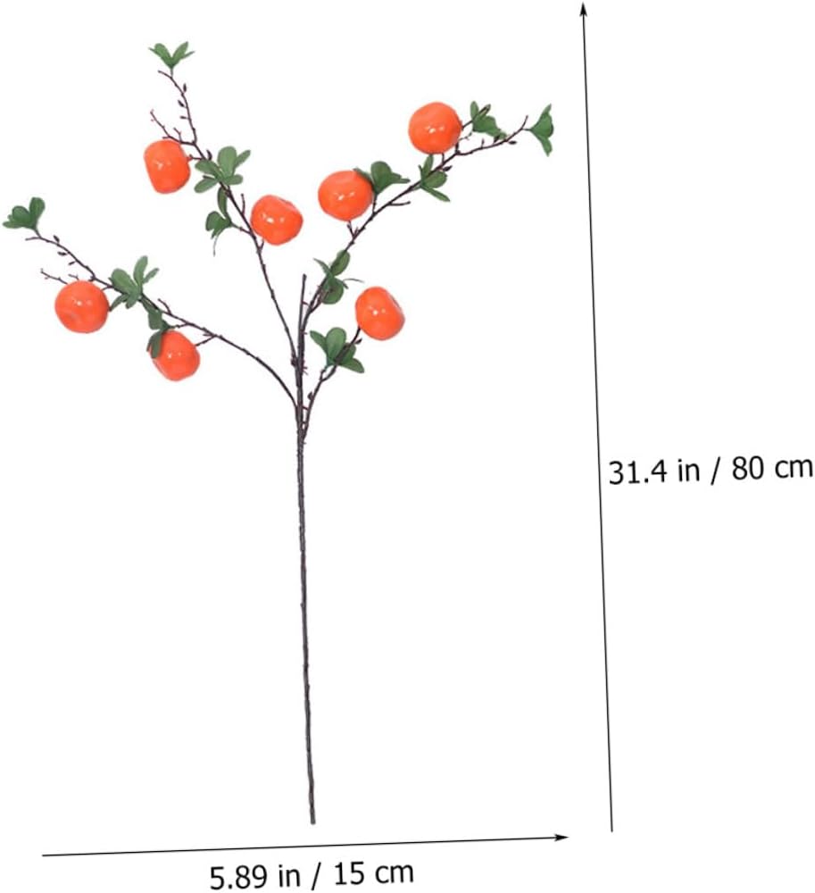 HOMSFOU Artificial Orange Branches 7-Head Lifelike Fruit Plants Plastic Decorative Table Centerpiece Ornaments for Kitchen and Living Room Home Décor