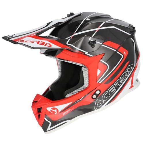 Casco Cross Acerbis Linear ECE 22/06 Grigio Rosso taglia M (57-58 cm)
