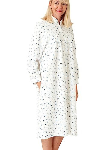 Marlon Albornoz Francine con Botones Falsos para Mujer Bata, Azul Nina, 8-10