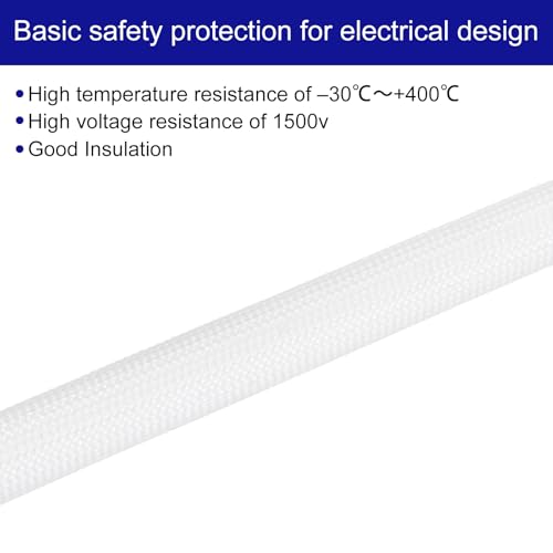QUARKZMAN 5 Stück 1m Lange Kabelschutz Gewebeschlauch 6mm ID, Silikon Glasfaserschlauch Isolierung Kabelschutzschlauch, Flexible Kabelschlauch Weiß Hitzeschutzschlauch für Kabel Draht