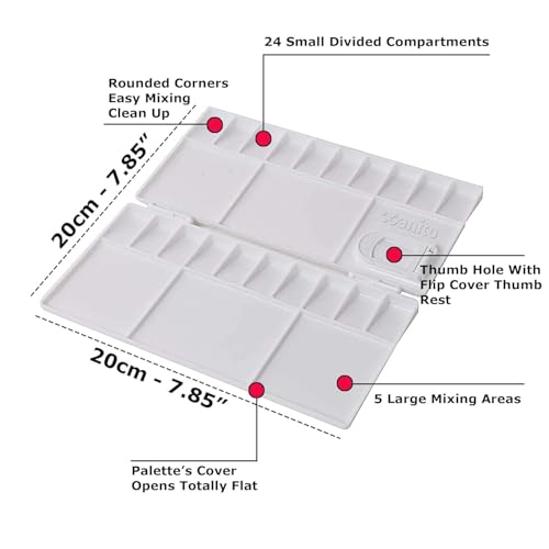 Image of Faded Folding Plastic Paint Palette - Compact Mixing Tray for Watercolor, Gouache, Acrylic & Oil Paint - Ideal for Professional Artists, Students & DIY Painting Projects (Small)