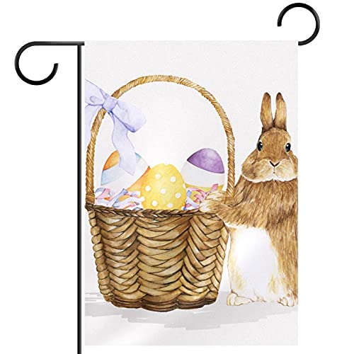 Drapeau de jardin Lapin de Pâques double face 30x45 cm