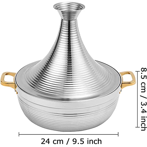 6 Sizes Moroccan Tagine Cooking Pot Tajine Cookware With Cone-Shaped Closed Lid Stew Casserole Slow Cooker For Induction Cooktop Gas Stove,Gold,22Cm #TOP6