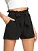 Romwe Women's Casual Elastic Waist Bowknot Summer Shorts with Pockets Black S
