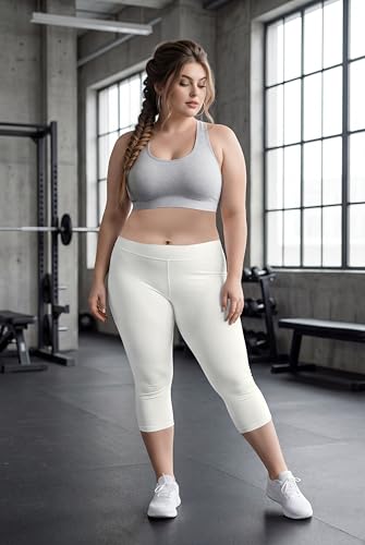 Image of TRASA Women's Cotton Capri Leggings, Stretchable 3 /4 Length Crop Pants, Comfortable, Plus