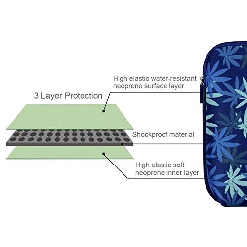 Image of Arvok 13-14 Inch Laptop Sleeve Case /Water-Resistant Neoprene Notebook Computer Pocket Tablet Briefcase Carrying Bag /Pouch Skin Cover for HP /Dell /Lenovo /Asus /Acer, Dark Blue Maple Leaf