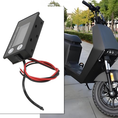 OTOTEC Batterie-Monitor, Batterieüberwachung, Auto-Stromerkennung, Elektrofahrzeug, Instrumentenmonitor mit Leitung für Elektromotorräder, Golfwagen, Autos, PKW, Schiffe, 61,3 x 33,3 x 13,5 mm, 1