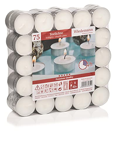 Wiedemann Flatpack Teelichte, Wachs, Weiß, 1.5 x 3.75 cm