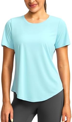 Women's Short Sleeve Workout Shirts Breathable UPF 50+ Sun Protection T-Shirts Quick Dry Gym Running Hiking Tops
