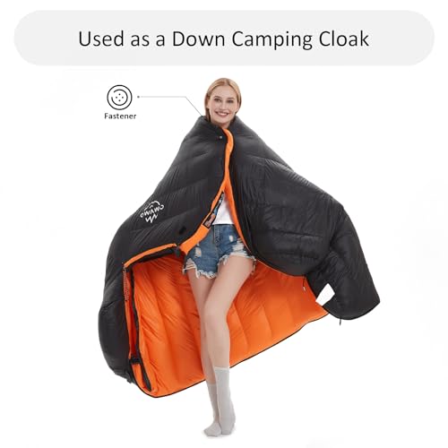 Saco de dormir OMVMO 0 grados F con relleno de plumas 650 para adultos, forma momia, para camping, excursionismo y mochila, 4 estaciones, cremallera derecha, talla regular para hasta 6'0'' miniatura 7