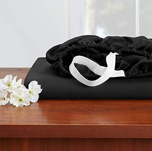 Image of YRM Bedding's Black 600-TC Oraganic Cotton 4 Pcs King Size Bedsheet Fitted 72x78, Flat 102X108 and Pillow Cover 18X28 Feet for 4 inch and 8 inch Inch Mattress