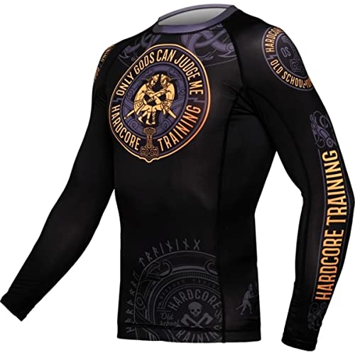 Hardcore Training Glima Men's Rash Guard Compression Long Sleeve Mma No-Gi Tight Bjj Grappling Base Layer Fitness #TOP2